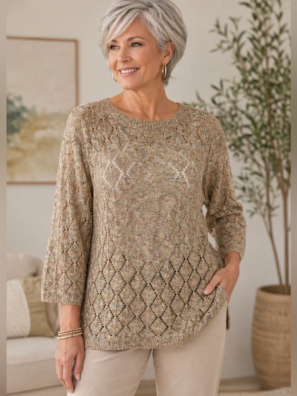 ✨ J. Jill Diamond Knit Lightweight Sweater ✨